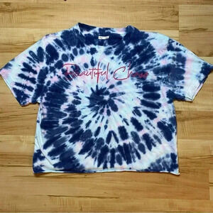 Preston & James Tie Dye Crop Top "Beautiful‎ Chaos" Size Medium Women's T-Shirt